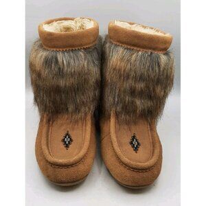 Women's Soft Treads by Luc Anthony Suede Slip On Boots Faux Fur Trim Size 10